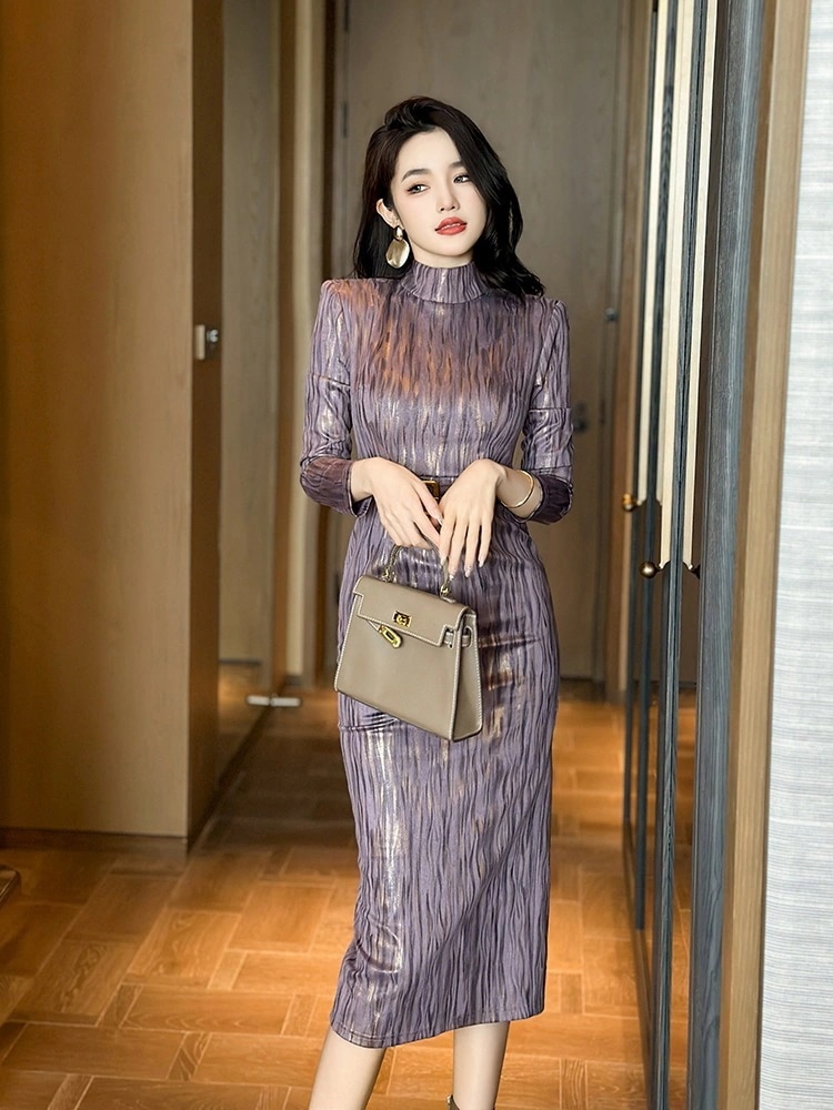 卒業式 パープル 発表 パーティードレス 二次会 着痩せ キャバ 結婚式 大人 同窓会 着痩せ 披露宴 スタンド襟 レザーワンピース タイト 演奏会 大人 ウェディング 秋冬