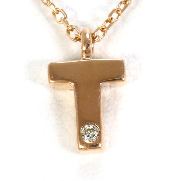 4℃ K10PG ネックレス ダイヤ 総重量約1.3g 約40cm ジュエリー 中古