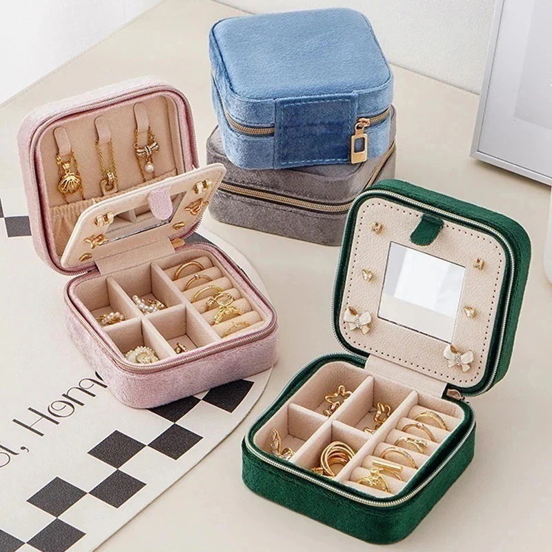 【急速出荷!】ジュエリー収納ボックス レイヤートラベルポータブルリングネックレスイヤリング収納ケース ミラー付きクロスボーダージュエス