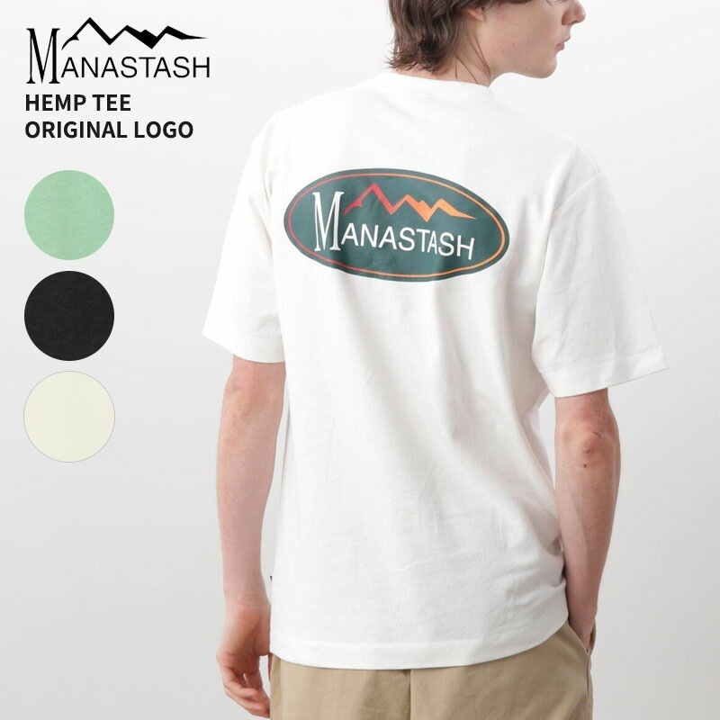 マナスタッシュ メンズ 半袖Tシャツ ヘンプ オリジナル ロゴ Tシャツ トップス カットソー 吸湿 吸汗 UVカット 792-5134003