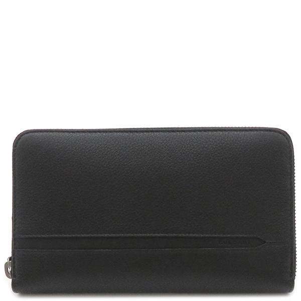 ブルガリ BVLGARI 長財布 オクト グレインレザー ブラック シルバー金具 新品 未使用 黒 36968 【箱】【中古】