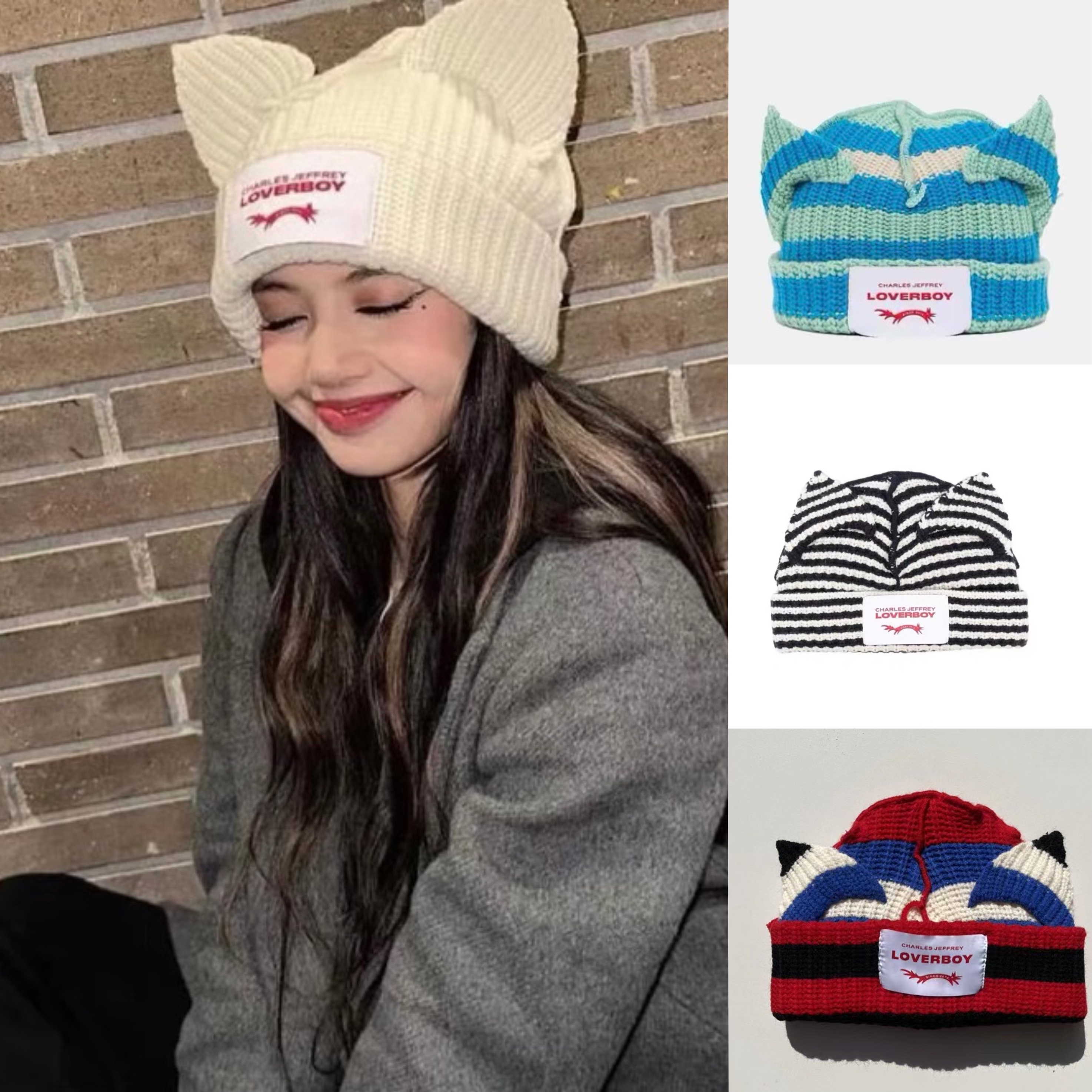 ニット帽 帽子 ほおん 量チャールズジェフリー ラバーボーイ Charles Jeffery Loverboy ラムウールニット帽 レディース ニット ビーニ 秋冬 小顔効果 防寒 冬