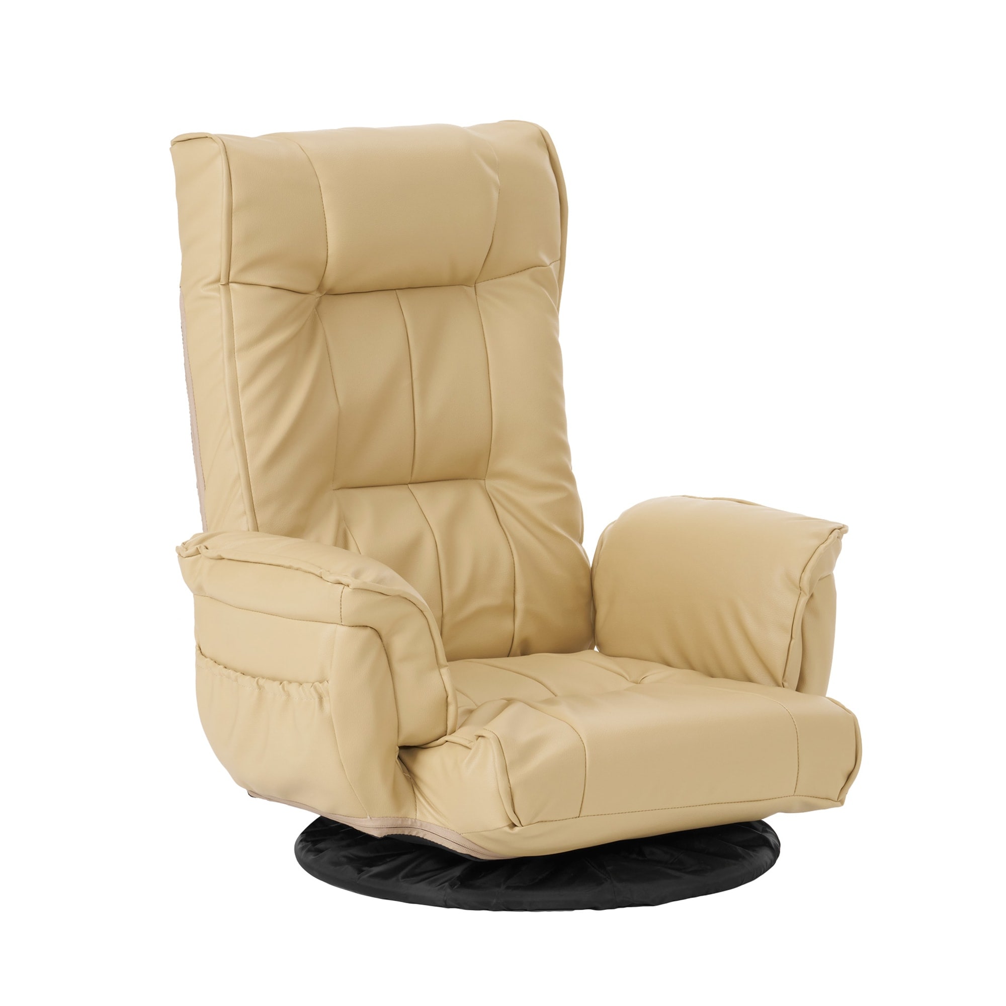 【日本国内出荷-3日で配達】PUレザー 回転式座椅子 肘掛け ハイバック 座いす リクライニング 1人掛けフロアソファー リラックスチェア 折りたたみ リクライニングチェアー ファブリックDJYC95