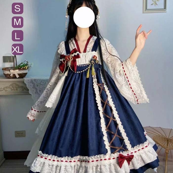 チャレンジしようロリータ セットアプ ワンピース トップス 可愛い お姫様 Lolita ロリータ服 ロリータ リボン 可愛い アイドル衣装 コスチューム コスプレ衣装 文化祭 学園祭 かわいい 萌え