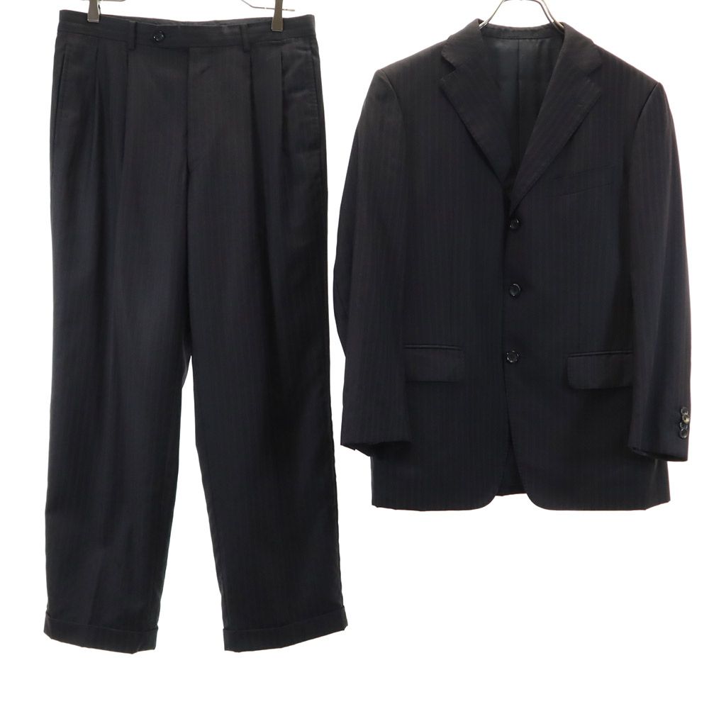 ビサルノ ウール ストライプ柄 スーツ 上下セットアップ 4-M 黒系 VISARUNO メンズ