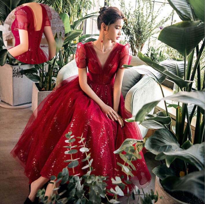 人気 花嫁の介添え人 ドレス 高級感 宴会ドレス パーティードレス ロング丈ワンピース Aラインドレス 洋服 ロングドレス 韓国風 スレンダー プリンセスライン 結婚式 忘年会 半袖 ステージ 衣装