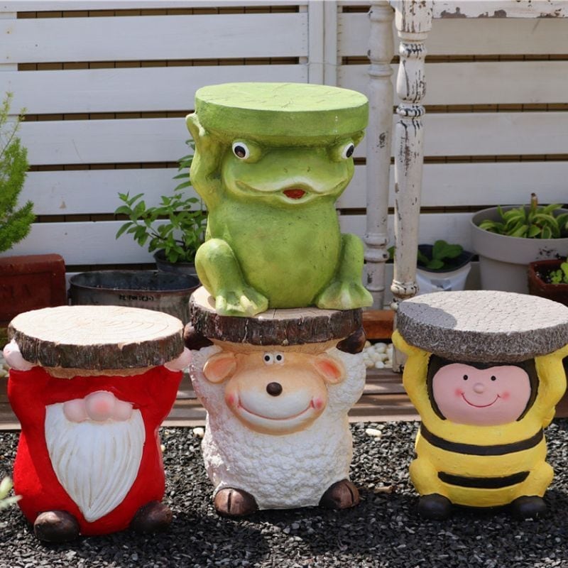 ガーデンオーナメント 動物 サンタ カエル ひつじ ミツバチ 置物 オブジェ フラワースタンド 花台 屋外インテリア かわいい メルヘン おしゃれ