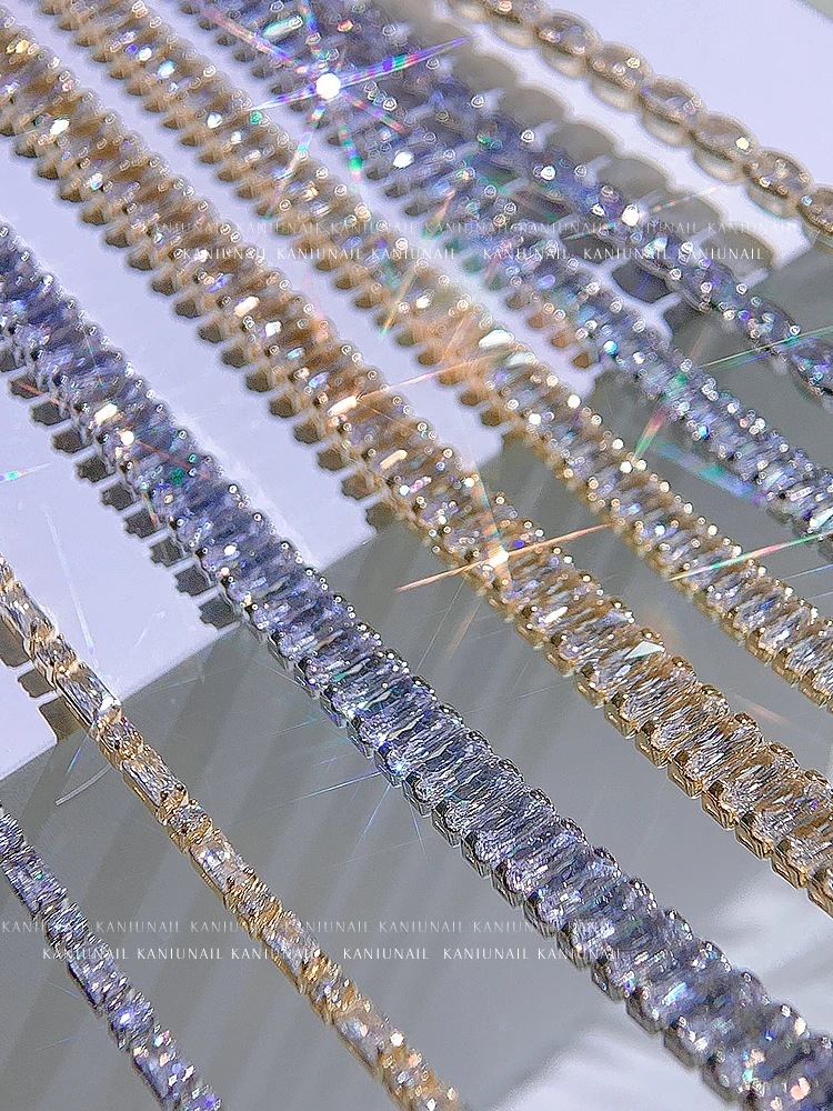 ネイルアートチェーンジルコンジュエリースーパーフラッシュライトラグジュアリーダイヤモンドネイルアクセサリークローダイヤモンドチェーン立体ネットレッドデコレーション