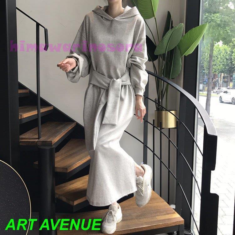 パーカーワンピース ロング丈 秋 ワンピース レディース 長袖 ロングワンピース aライン 無地 体型カバー お洒落 通勤 旅 30代 40代