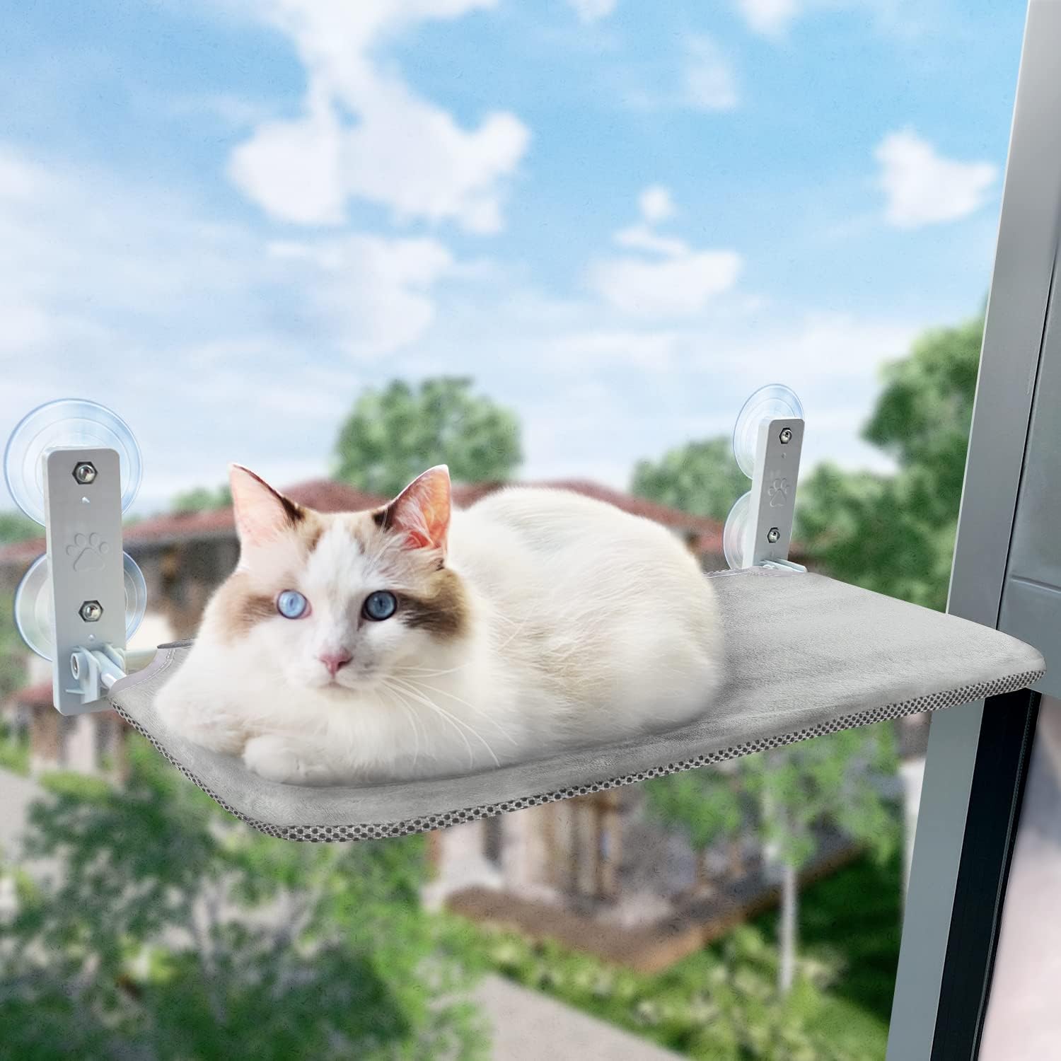 GUUSII HOME 猫ハンモック 折畳み式猫ハンモック 吸盤 猫窓用ハンモック 猫窓ベッド 窓ハンモック 猫窓ベッド 吸盤式 ペットベッド ねこ ネコ キャットハンモック キャットマット 窓際マッ