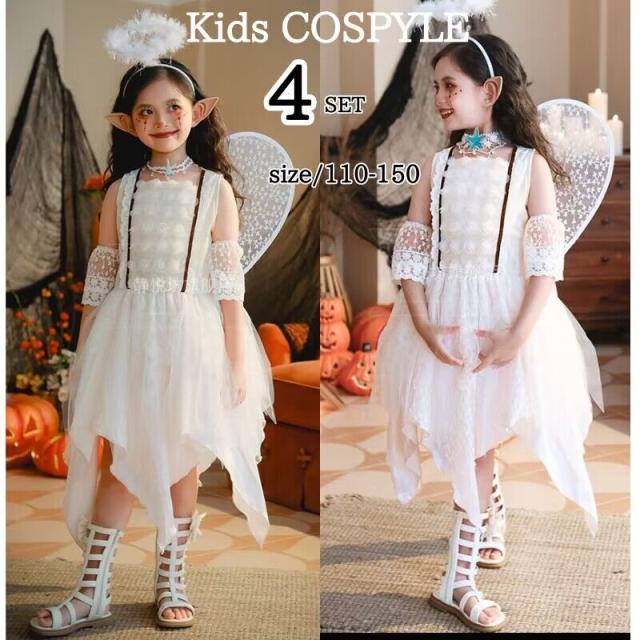 ハロウィン キッズ 巫女 悪魔 魔女 天使 子供用 バンパイア 吸血鬼 天使 コスチューム 女の子 ハロウイン 仮装 ハロウィーン ハロウィン衣装 ハロウィンコスチューム ワンピース コスプレ