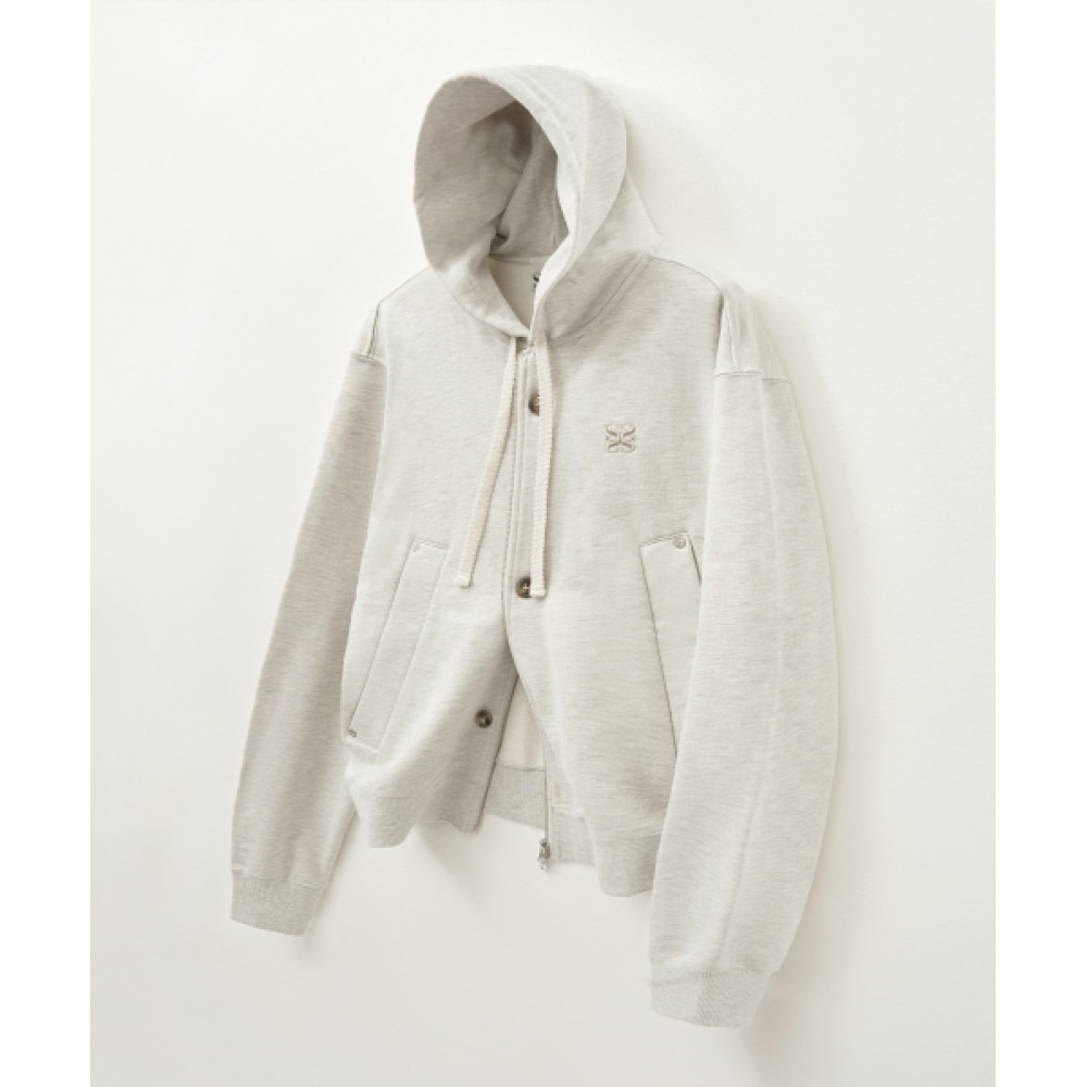 テオコットンオールデイフーディージップアップメランジアイボリー