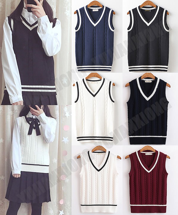 Qoo10] YUJIANXIONG ニットベスト スクールベスト JK 制服