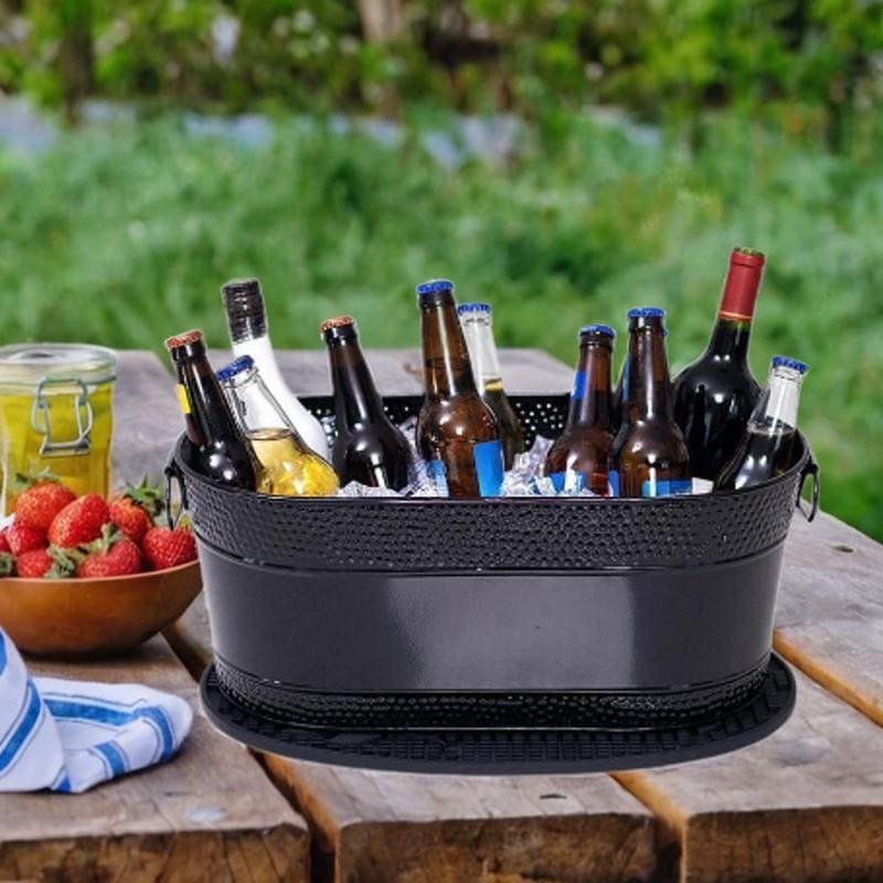 亜鉛メッキタブアイスバケツアイスホルダー頑丈なポータブル軽量ワインバケツビールタブワイン冷却ドリンクシャンパンパーティー用