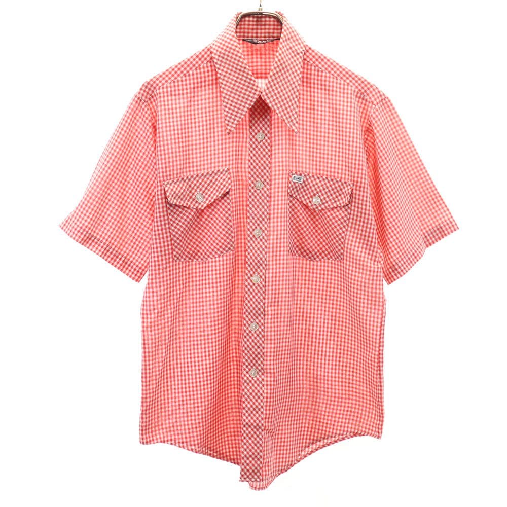 esprit by CAMPUS 70s USA製 ヴィンテージ ギンガムチェック柄 半袖 シャツ M 赤 メンズ