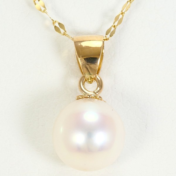 K18 18金 YG ネックレス パール 約1.4g 約40cm ジュエリー 中古