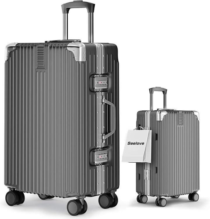 スーツケース キャリーケース 機内持ち込み ABS+PC 耐衝撃 超軽量 キャリーバッグ 静 (e.ガンメタルグレー, Mサイズ（5～7泊/60L）(65x43x24.5cm))
