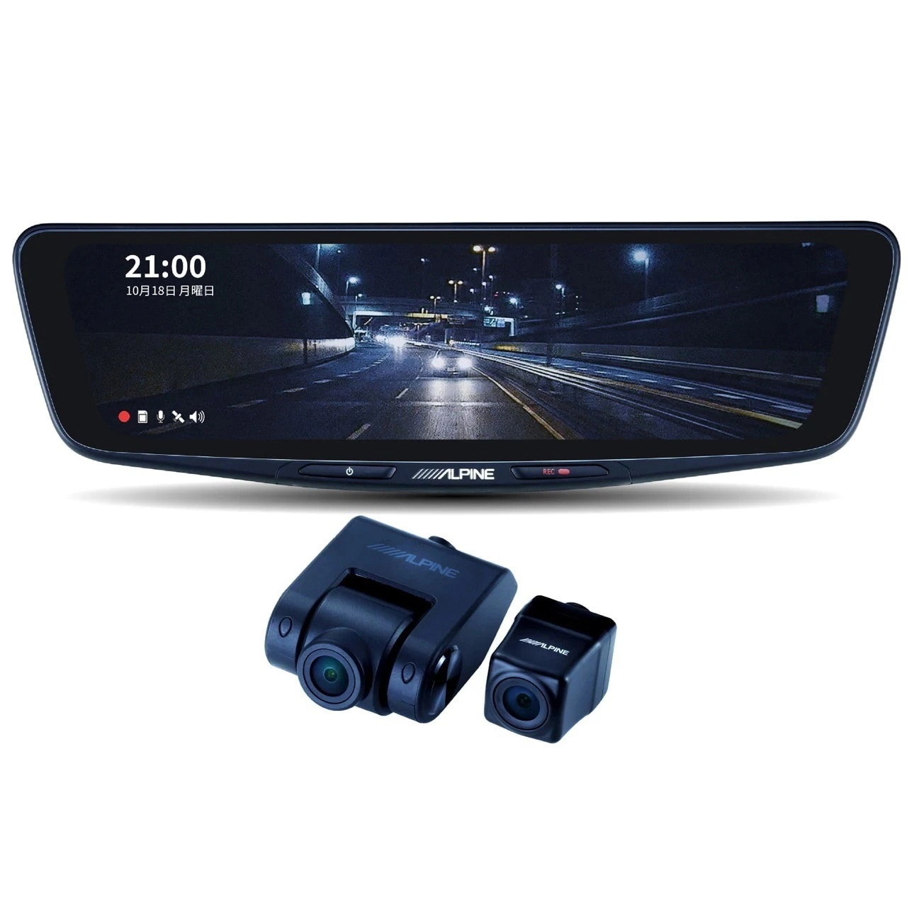 DVR-DM1000A-OC ドライブレコーダー搭載 10型デジタルミラー【車外用リアカメラモデル/前後録画ドラレコ搭載/純正ミラー交換タイプ/ミラーカメラ独立型】