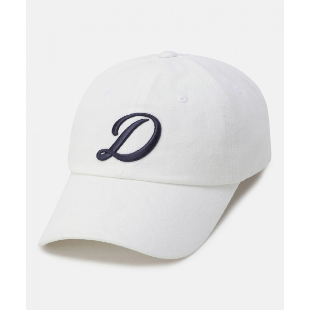 デサントイニシャルロゴエンブロイダリーボールキャップホワイト (SQ323UCP80)