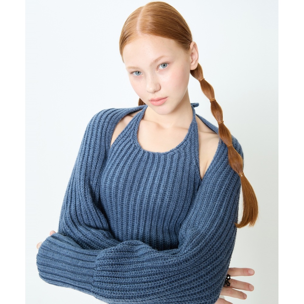 LUV IS TRUE CH ボレロホルターネックセット (ブルー)