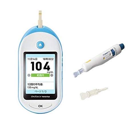 血糖測定器　ワンタッチベリオビュー ピンク 穿刺具ランセット本体の３点セット　ＪＪ　ライフスキャン 5,011円