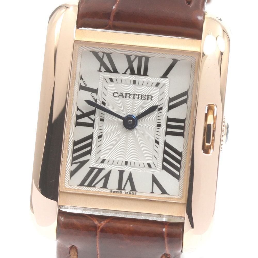 カルティエ CARTIER W5310027 タンクアングレーズSM K18PG クォーツ レディース 良品 保証書付き_867216【中古】