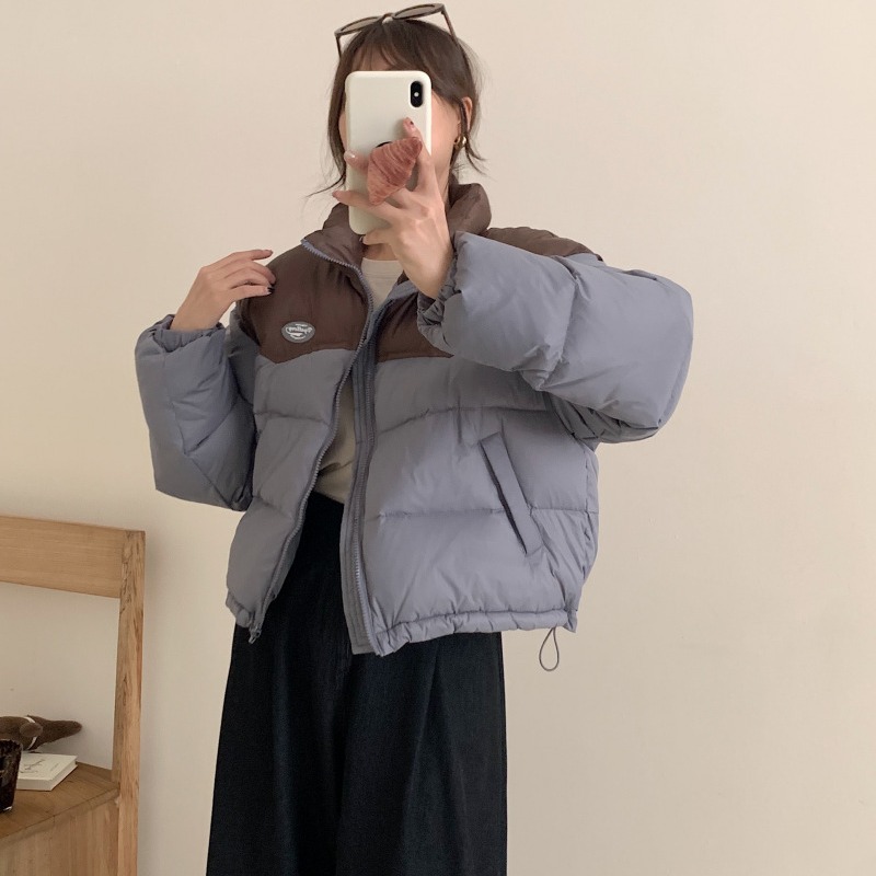 平湖ダウンジャケット女性短身アメリカンケン豆風パンチョコート