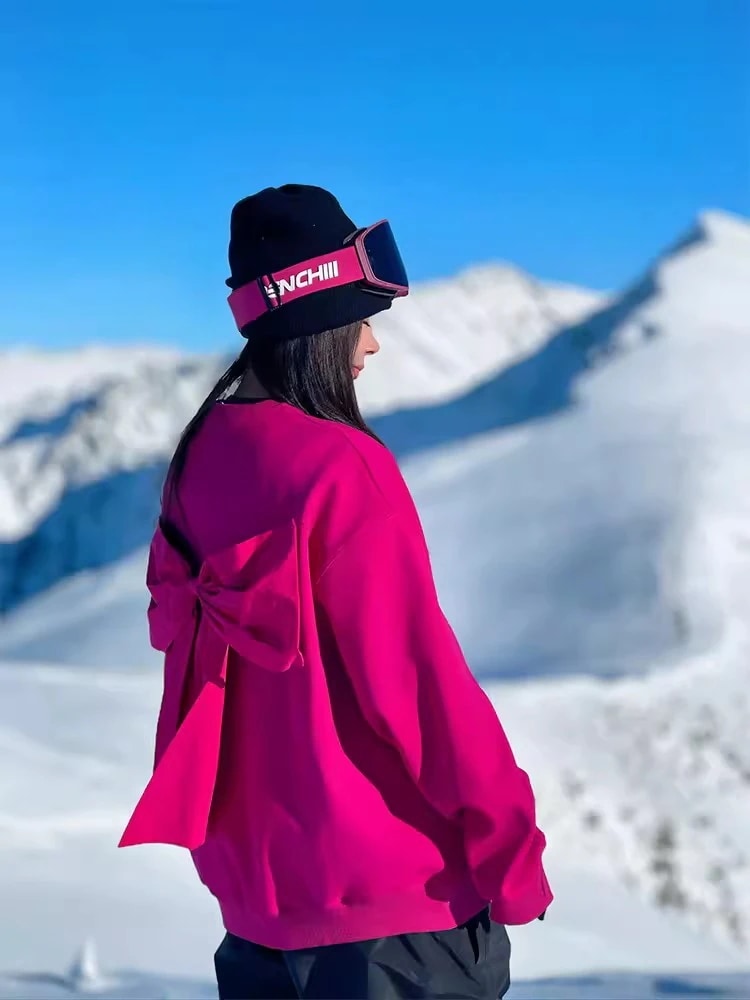 スノーボードウェア レディース メンズ トレーナー トップス 単品 蝶結び 可愛い スキーウェア スノボウェア 男女兼用 韓国風 防水 防寒防雪保温防風通気