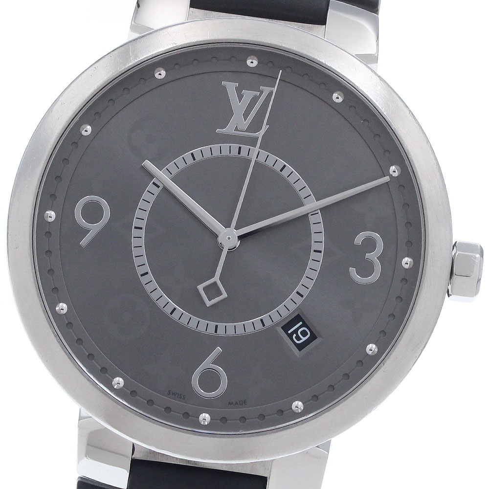 ルイ・ヴィトン LOUIS VUITTON Q1DM0 タンブール スリム エクリプス デイト クォーツ メンズ _959385【中古】
