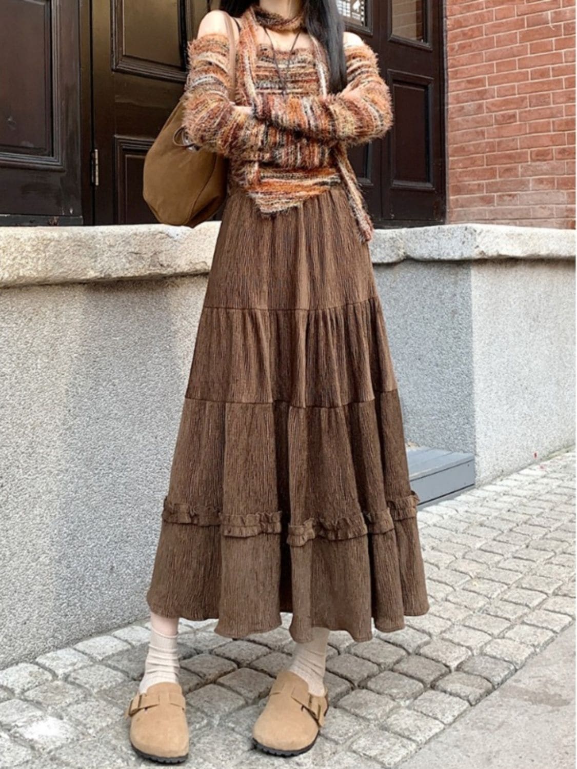 マキシスカート秋冬 新しい コーデュロイ スカート 女 ハイウエスト やせて見える a字スカート ミディアム スカート枚 韓国ファッション