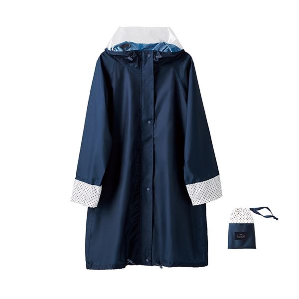 自転車 レインウェア [ OTONA プチドット ] フリーサイズ 収納ポーチ付き 雨具 カッパ