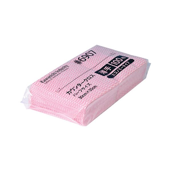 川西工業 カウンタークロスE薄手 ハーフ ピンク 2400枚(100枚×24パック) 13,182円