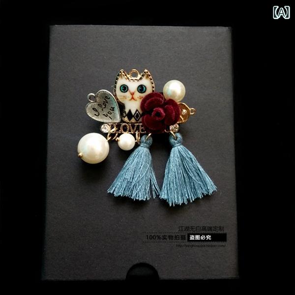 ブローチ おしゃれ スーツ ピン 装飾 レトロ レッサーパンダ 猫 タッセル パール 小さい 香り ピン バッジ コサージュ 女性