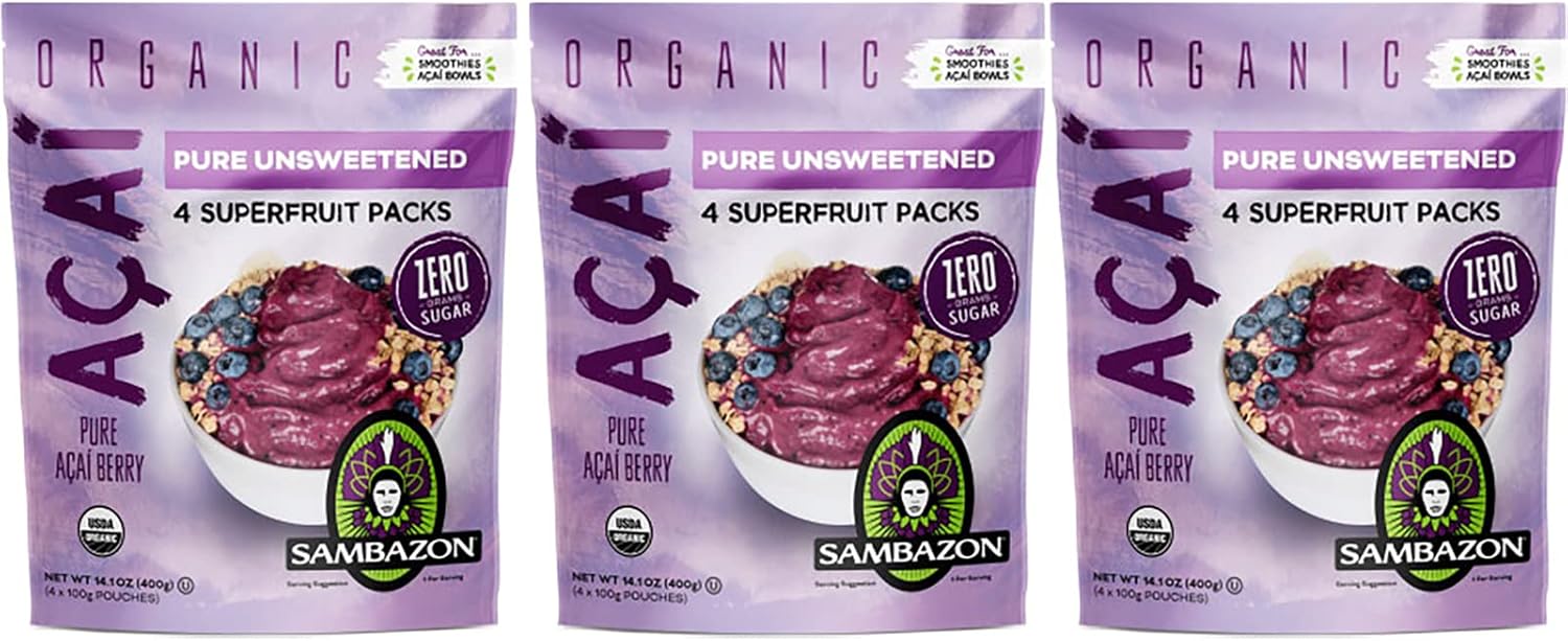 サンバゾン アサイー 冷凍 ピューレ 無糖 400g×3個 1200g 3424