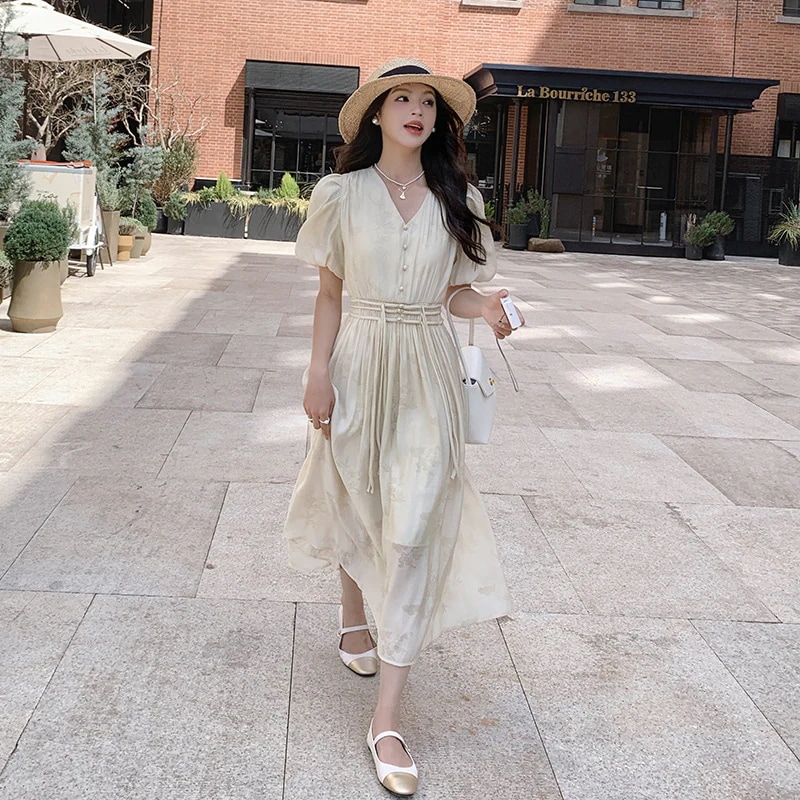 2024年の新しいサマードレスさらっとリネンワンピ/愛されドッキングワンピース花柄ワンピース 5,123円