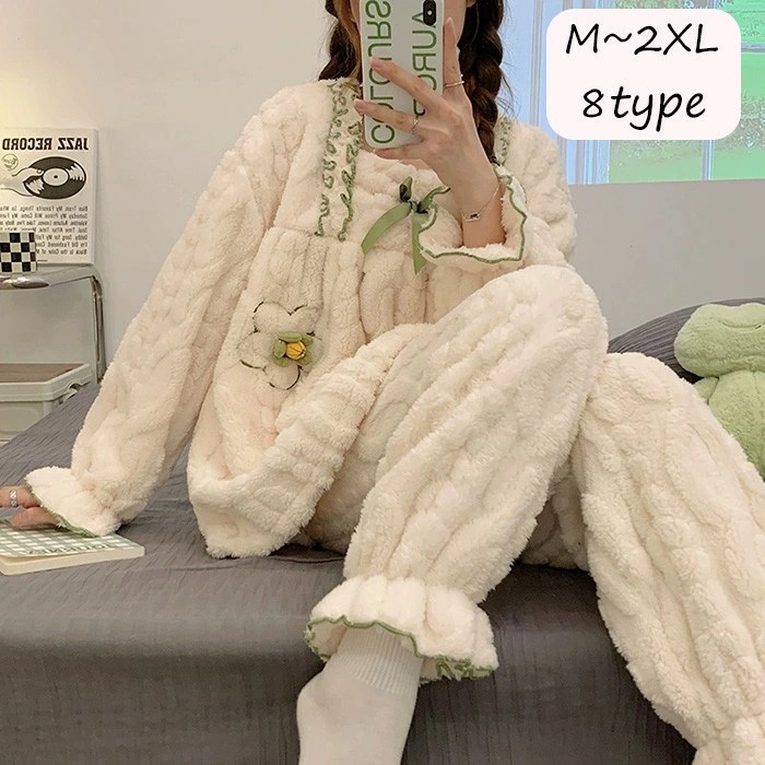 パジャマ レディース 全8タイプ 上下セット ナイトウェア 長袖 女性用 かわいい ルームウェア もこもこ 大きいサイズ 部屋着 暖かい プリンセス風 ゆったり ふんわり 秋 冬 プレゼント ギフト 5,123円