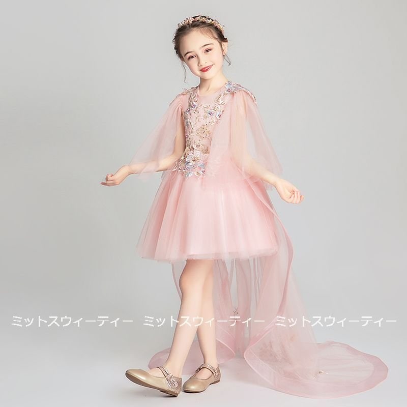 キッズドレス 女の子 子供 ドレス ピアノ発表会 前ミニドレス トレーン セレモニー ワンピース プ