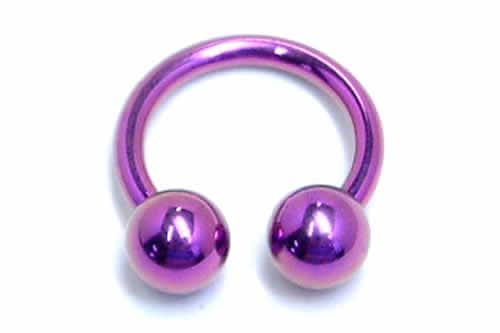 ニッケルフリー ボディピアス 14G 紫色 パープルチタンサーキュラーバーベル ボール 14ゲージ