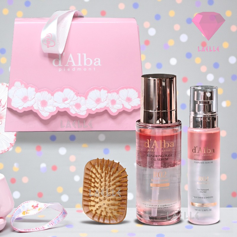 プロフェッショナル リペアリング ロゼフリージア ヘアケア デュオセット (ヘアパフューム 50ml + ヘアオイル 75ml + 専用ウッドブラシ ) / ヘアフレグランス トリートメント ギフト