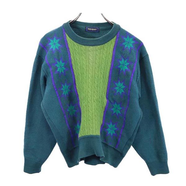 ウール 長袖 ニット M グリーン系 セーター メンズ