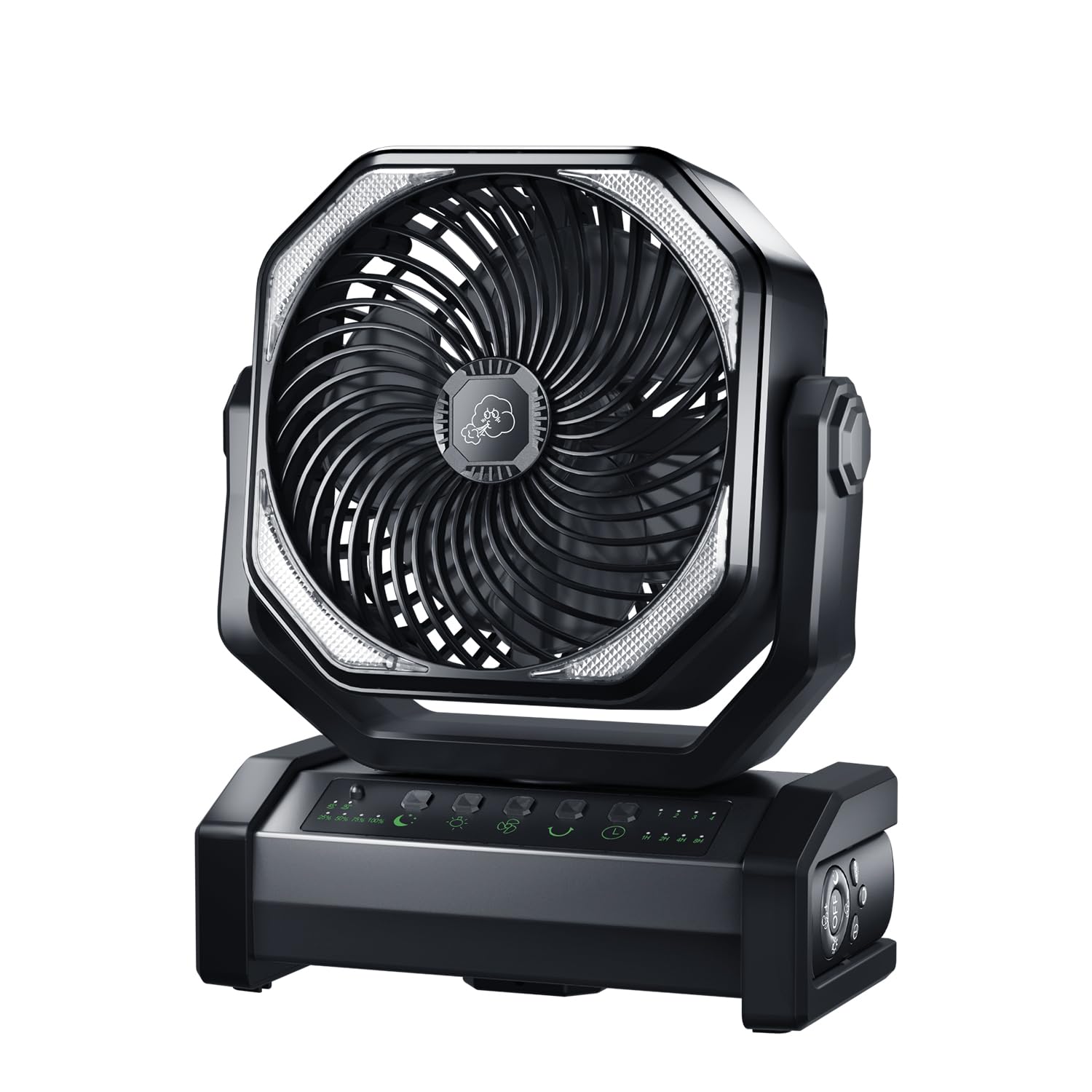 Socool fan キャンプ 扇風機 20000mAh大容量 最大60時間連続使用 Type-C充電式 吊り下げ タイマー機能 自動首振りリモコン付き 風量4段階調節 16枚高輝度LEDライト搭載