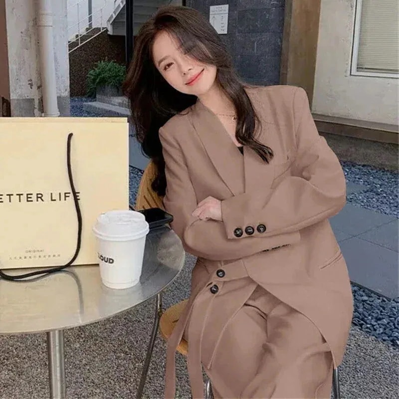 迅速な出荷 スーツ セットアップ4色 2024夏秋 二点セット レディース スーツジャケット タンクトップ ハイウエスト ワイドパンツ ロングパンツ ウエスト引き締め 韓国ファッション