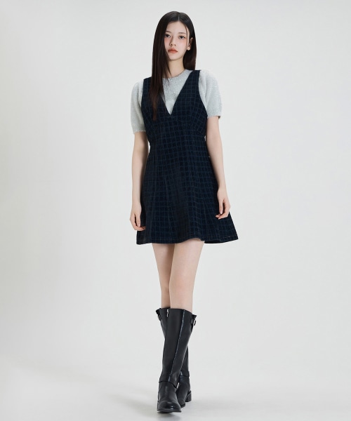 MIXXO デニムベルベットワンピース_MIWOWG112G
