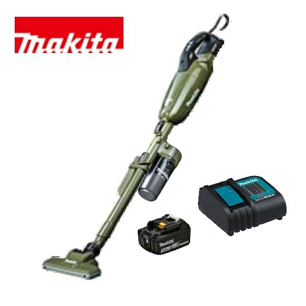 当店だけ！バッテリー充電器も1年保証! マキタ コードレス掃除機 18V カプセル式 オリーブ CL284FDZO + ショートサイクロン + バッテリー + 静音充電器 充電式 クリーナー スイッチ