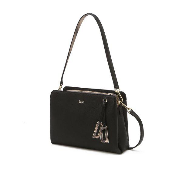 [24FW] [定番商品] ブラックロゴ装飾 牛革ショルダーバッグ WCBA4F591BK