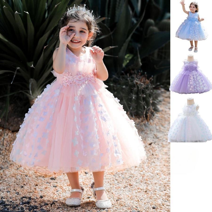 リングガール シャンパン フラワーガール フォーマル コンクール キッズドレス 結婚式 ピアノ 発表会 ワンピース ピンク セレモニー ベビードレス 【Primepic】【急速出荷】子供ドレス