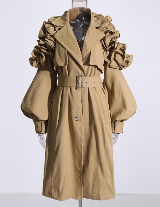 トレンチコート レディース コート アウター ジャケット コート ロングコート ロング丈 パフ袖 パフスリーブ フォーマル 春物 秋物 通勤 OL 結婚式 パーティー きれいめ 女性 卒業式 入園式