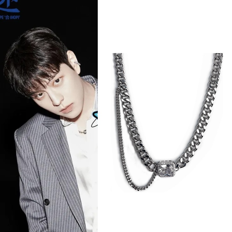 【Straykids スンミン着用】Square Cubic Chain Necklace