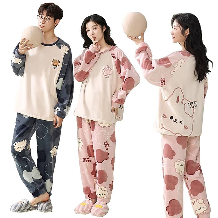 2着セット ペアパジャマ 冬 長袖 可愛い もこもこ ルームウェア カップル ペア 部屋着 上下セット ペアルック カップル パジャマ セット メンズ レディース 夫婦 結婚祝い プレゼント ペアパ 7,038円