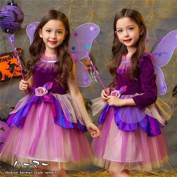 ハロウィン 衣装 ティンカーベル 天使 花の妖精 羽 プリンセス 女の子 キッズ コスチューム